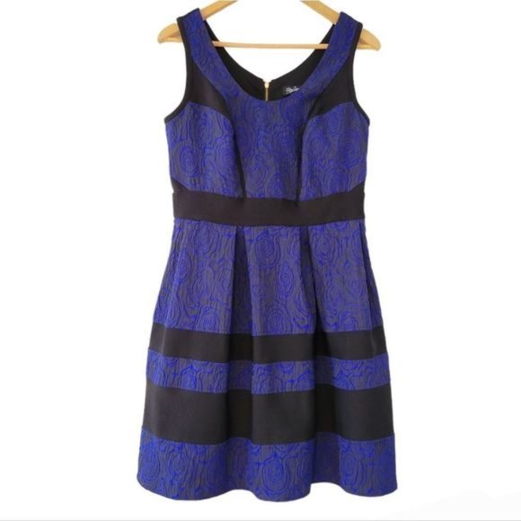 Oleg Cassini Sleeveless Pleated Brocade Dress Size 8. - Picture 1 of 8